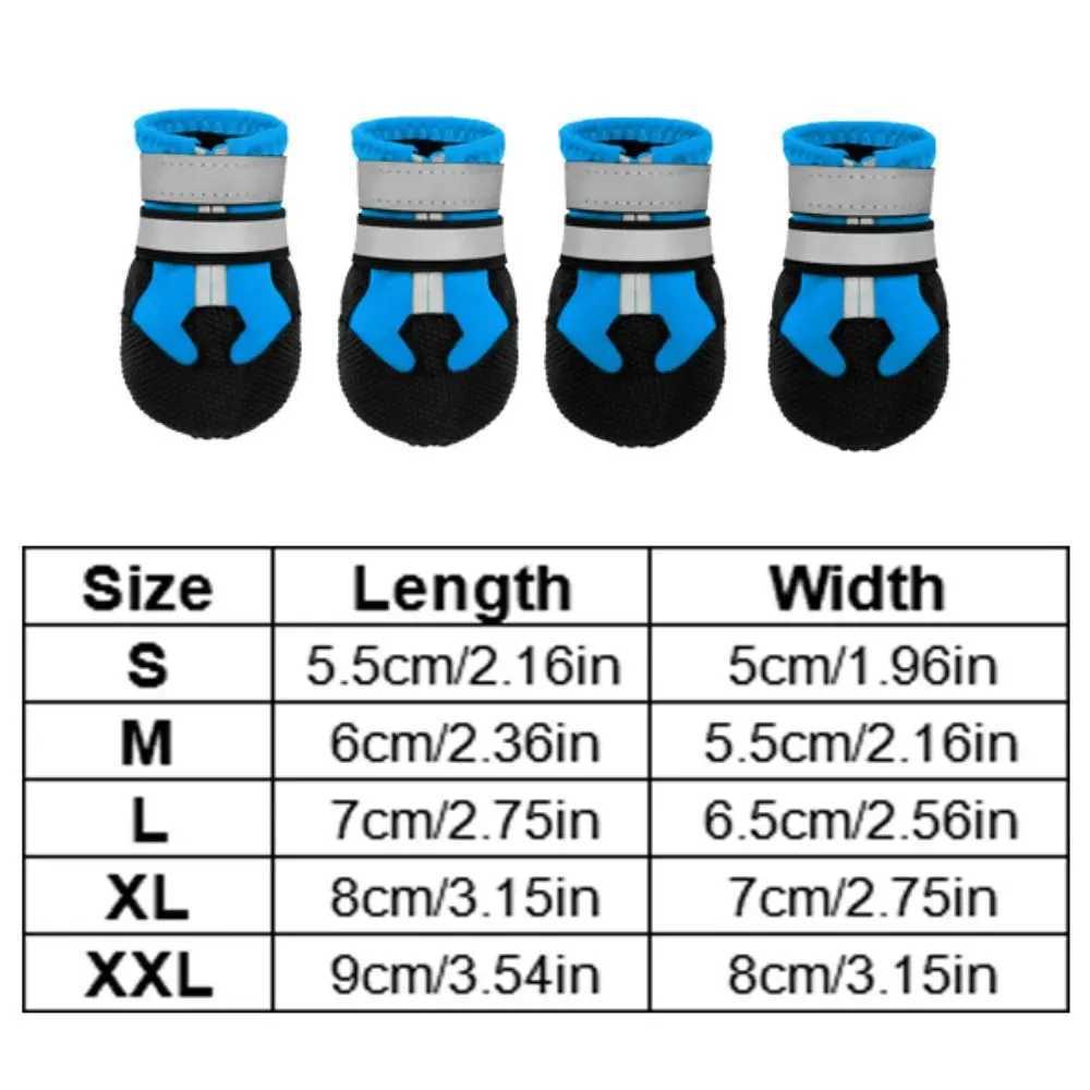 New Arrival 4 pieces/set of anti slip dog outdoor sports shoes breathable and wear-resistant dog anti slip rain boots reflective TPR/waterproof cloth 