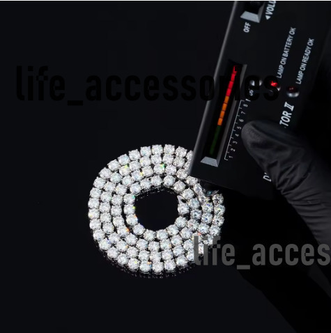 Wholesale 4mm Vvs Moissanite Tennis Chain Bling Iced Out 925 Sterling Silver Hiphop Moissanite Tennis Chain