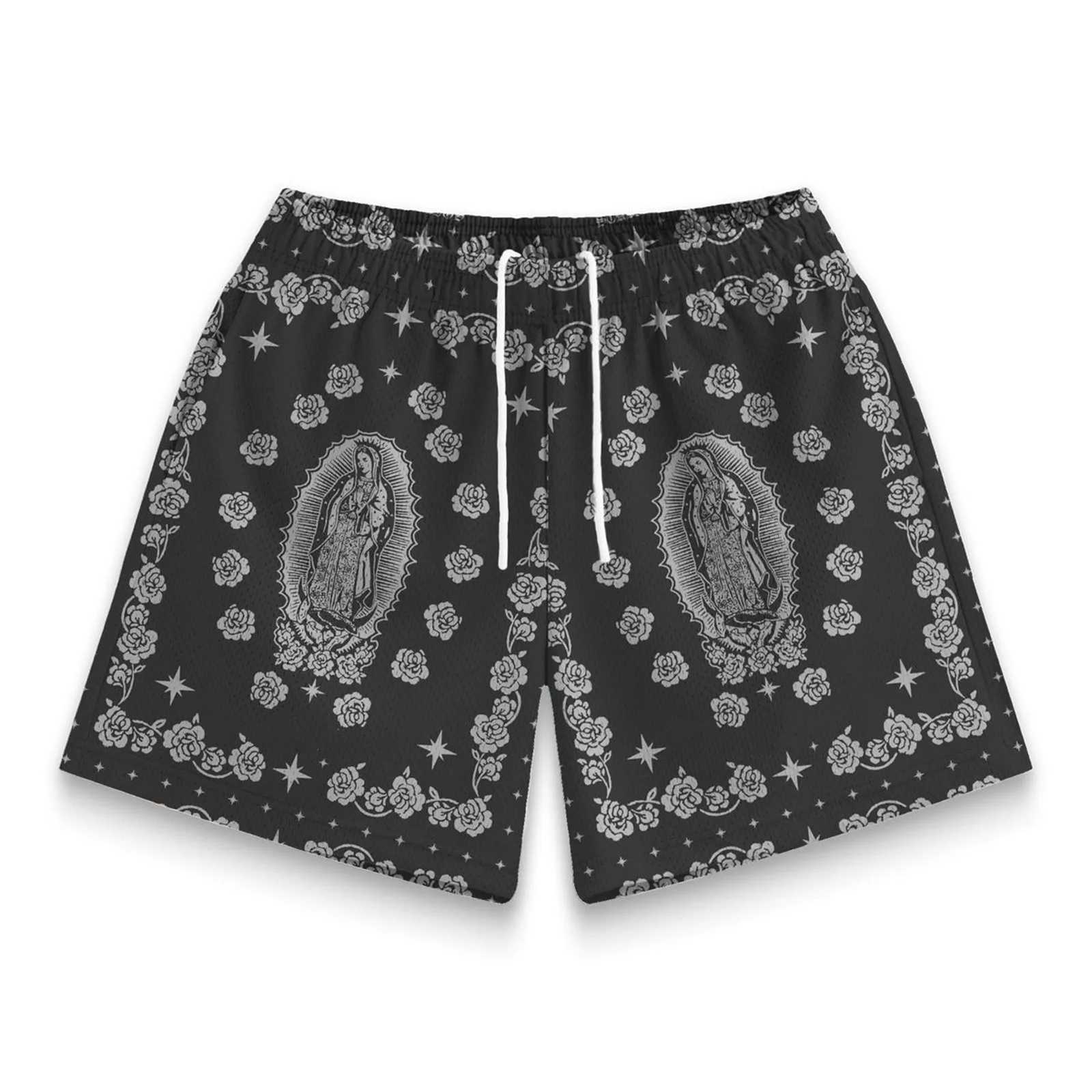 Mens Trend Fitness Shorts Mesh Breathable Basketball Beach Casual Pants Summer New Beach Pants X2504101