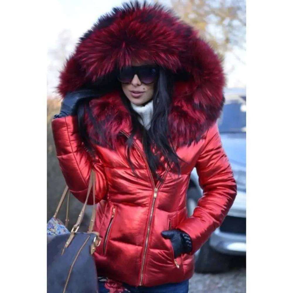 New Winter Cotton Padded Warm Parkas Coat Outwear Hooded Fur Collar Jackets Women Short Casual Slim Overcoat Female Down Jacket