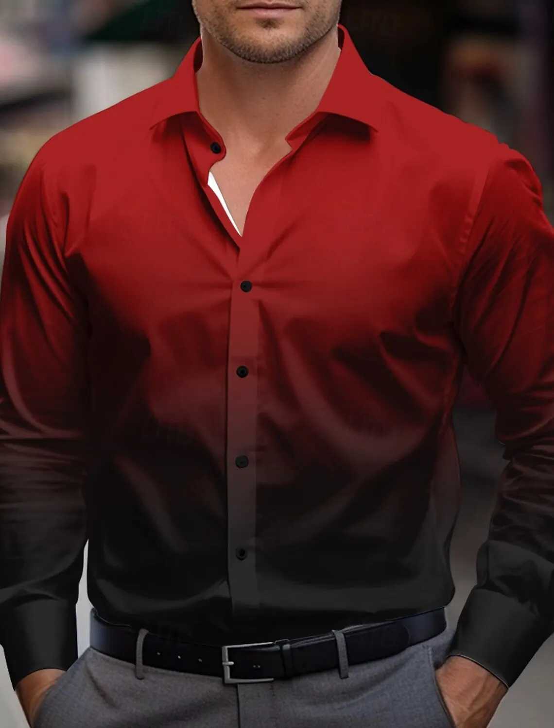 Mens Dress Shirt Button Up Shirt Gradient Business Long Sleeve Shirt Collar Fall Winter Clothing Apparel Button Up shirts K251110