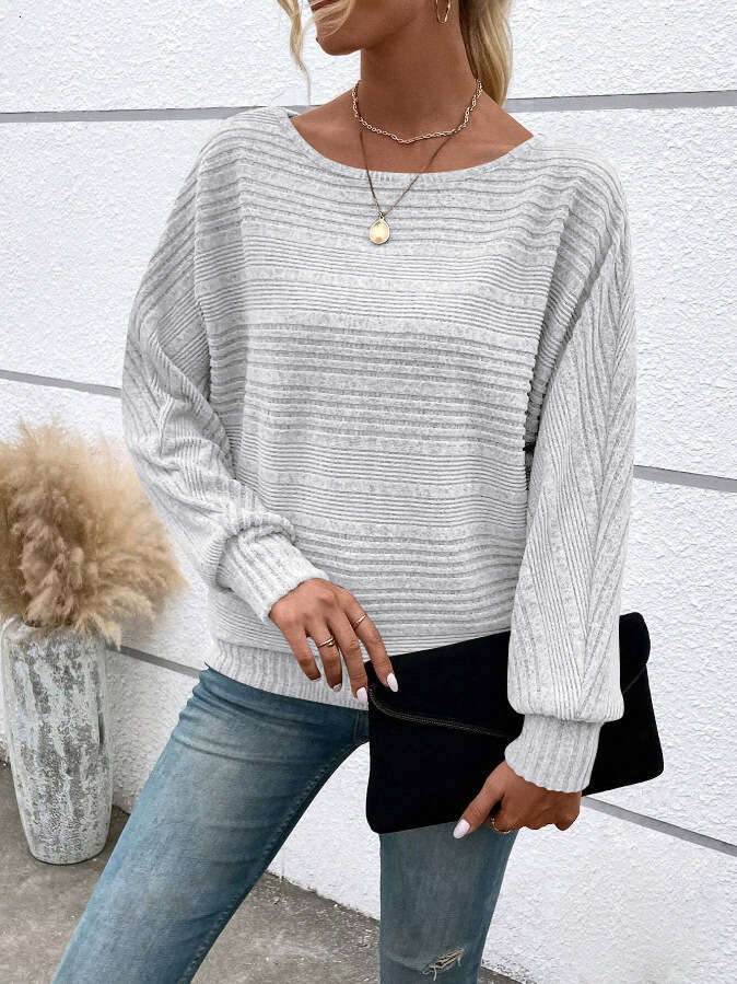 2025 European and American Amazon Autumn Winter New Comfortable Casual Solid Color Long Sleeve Round Neck Patchwork Pullover Top T-Shirt for Women