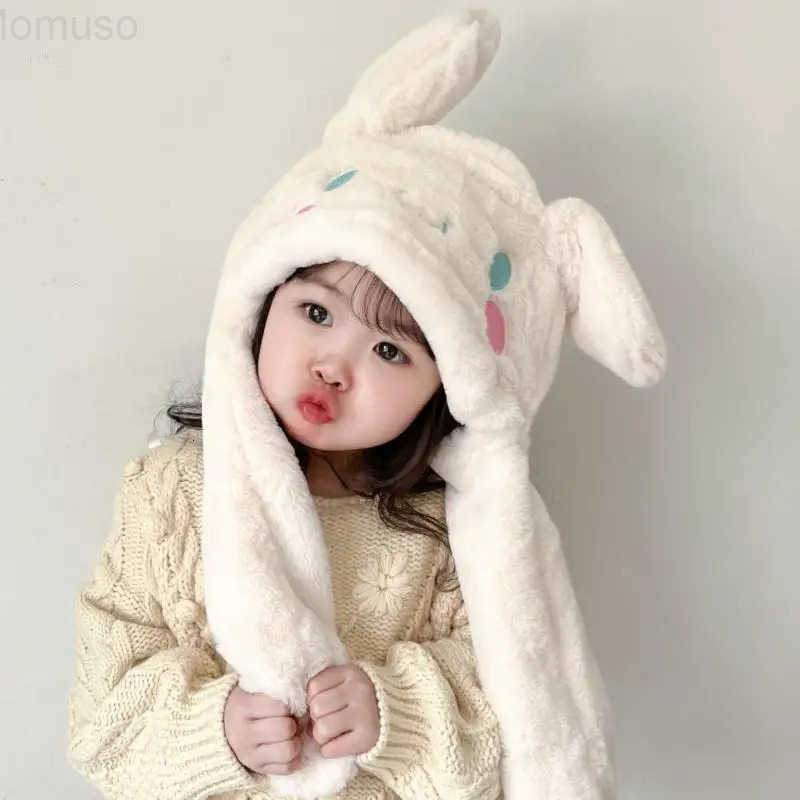 Sanrio My Melody Cinnamoroll Hat Winter Cartoon Kids Plush Hat Scarf Ears Move Anime Kawaii Warm Soft Halloween Party Accessories Gift H251110