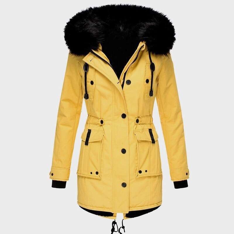 Cross-Border Clothing Fleece-Lined Thickened Jacket Women's Cotton Coat Parka With Fur Collar Winter Cold-Proof 68d9 8534