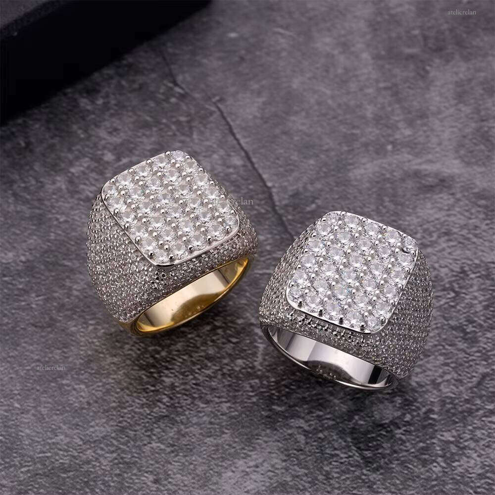 Hip-Hop Boutique Jewelry Chrysolite Diamond Cubic Zirconia 925 Sterling Silver Iced Out Custom Men's Ring