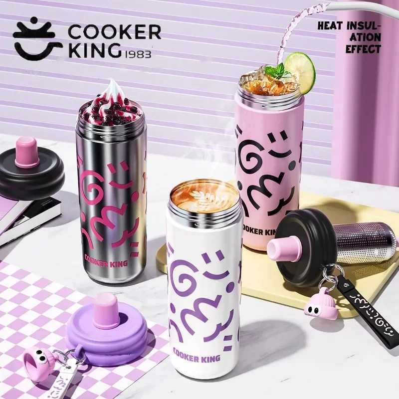 Fashionable cup 600ml Straw Insated Cup Stainless Steel Thermos Cup with Tea Strainer ColdHot Vacuum Flask Students Girls Gift Y251110