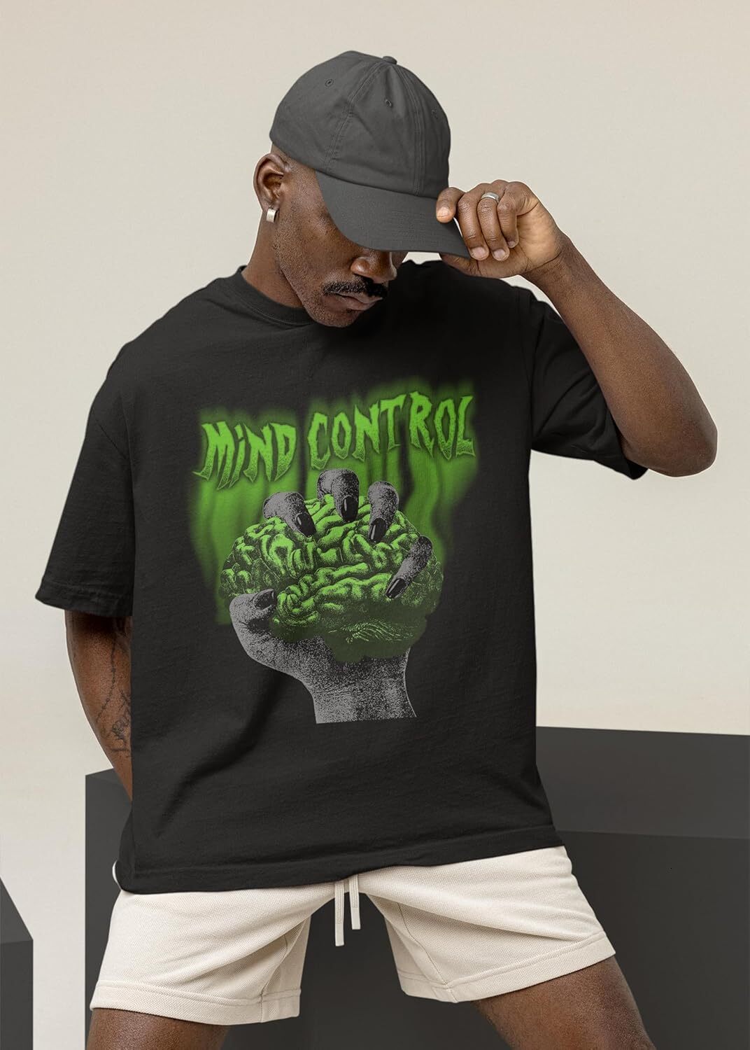 T shirt for Mens Foamposite One Black Volt Shirt, Mind Control, Shirts Match Sneakers 2D Black Sneaker Graphic Tee Casual Tops Clothes Short sleeve