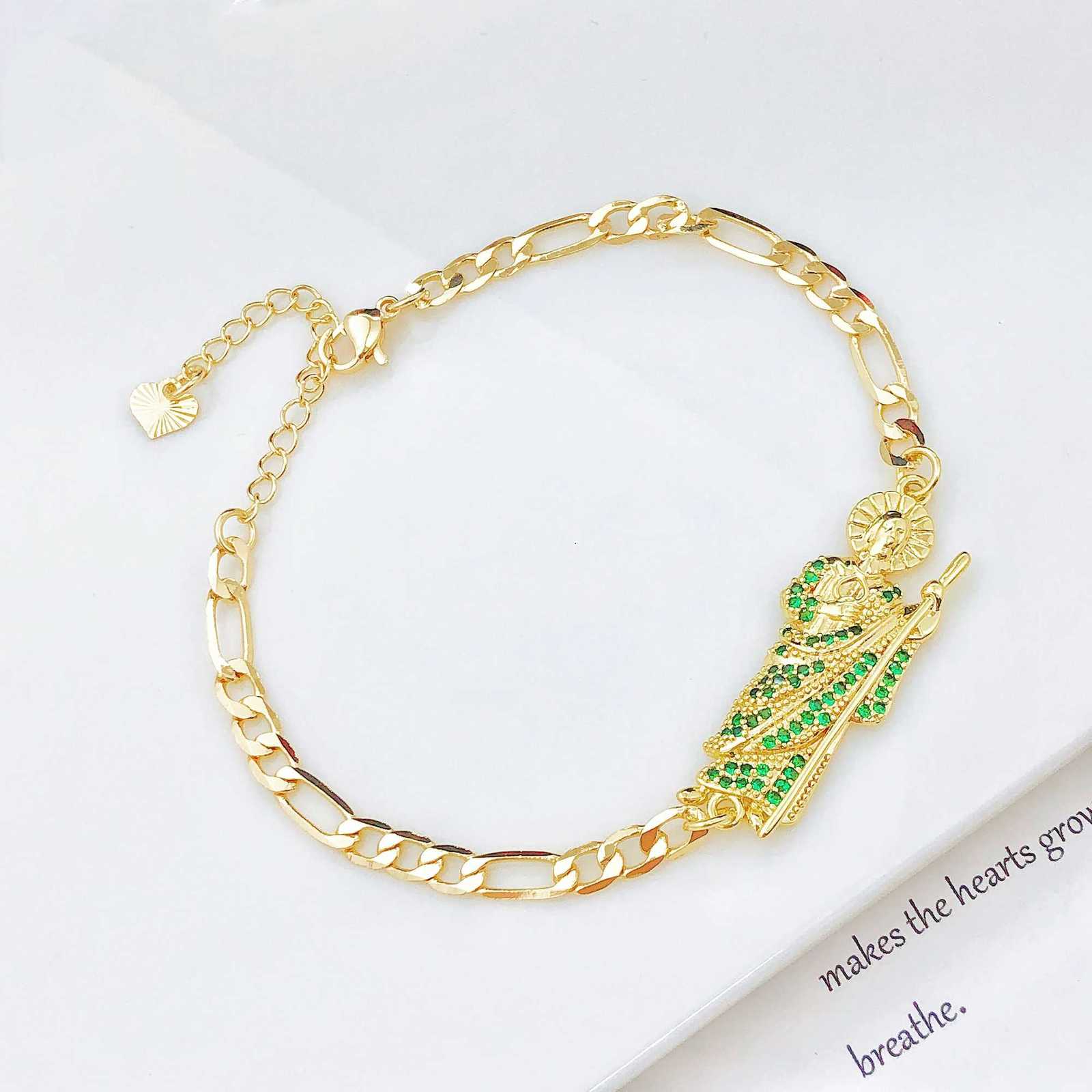 Simple Stylish St Jude Gold Plated Womens Thin Bracelet Religious Jewelry for Daily WearT251110