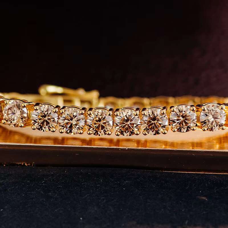 Customized Diamond Necklace Gold Plated Necklace 925 Silver Hip Hop Men Jewelry Champagne Color Moissanite Tennis Chain
