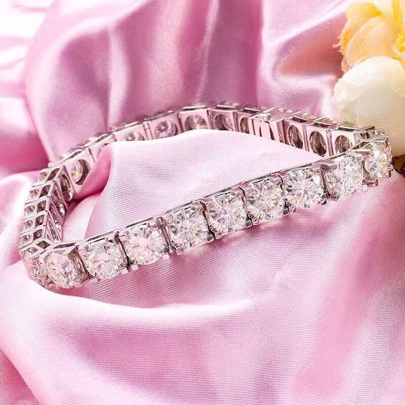 Custom Moissanite Tennis Chain Bracelet in Stock Ice Out Hip Hop Luxury Jewelry Tennis Bracelet