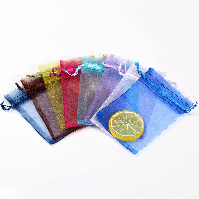 50pcs tulle packaging transparent party Drawable Wedding Pouches present jewel candy Gauze Element gift bag organza bags 79cm 251110