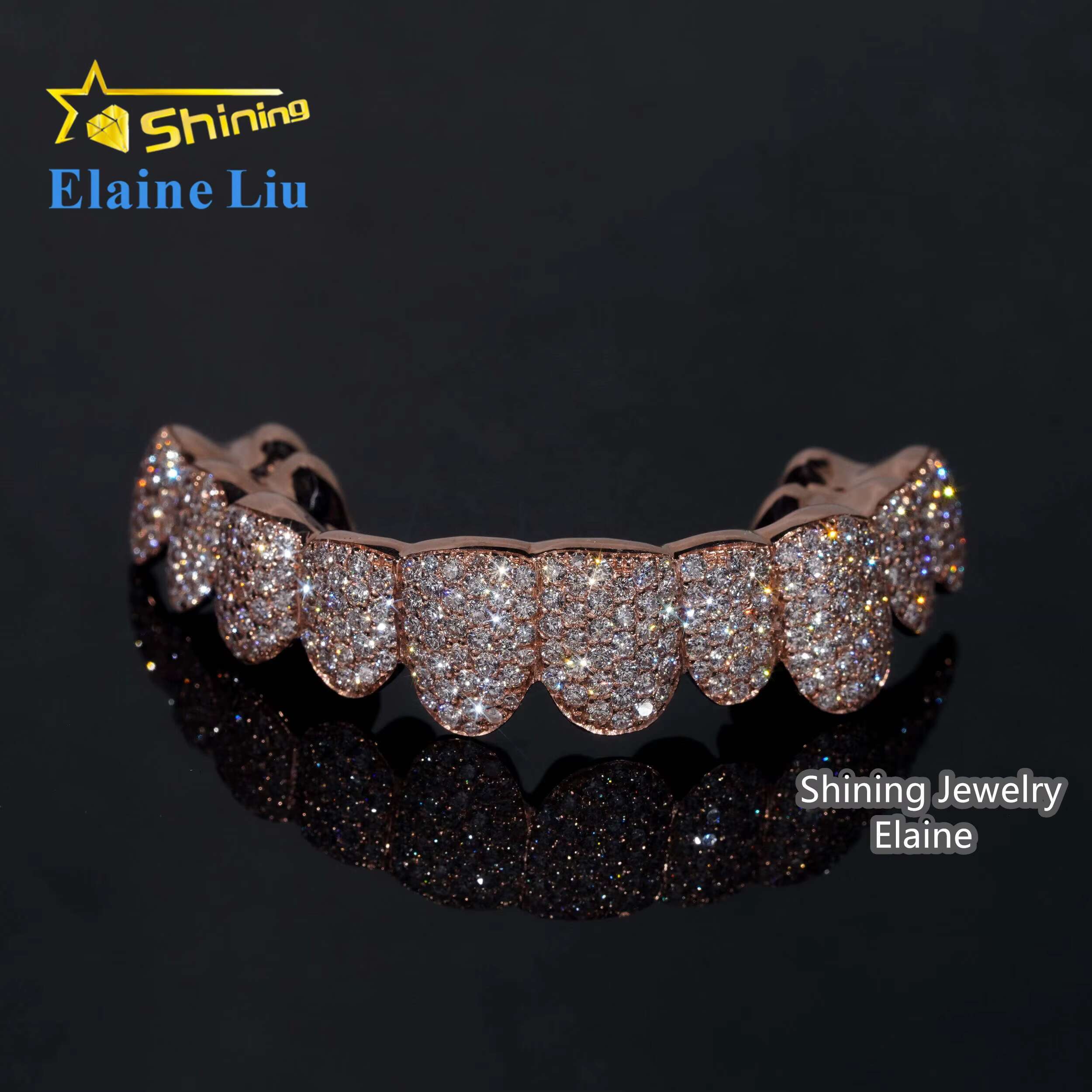 Custom Silver 10k 14k 18k Real Gold Grillz Lab Grown Diamond HPHT Vvs Moissanite Natural Diamond Hip Hop Iced Out Grillz
