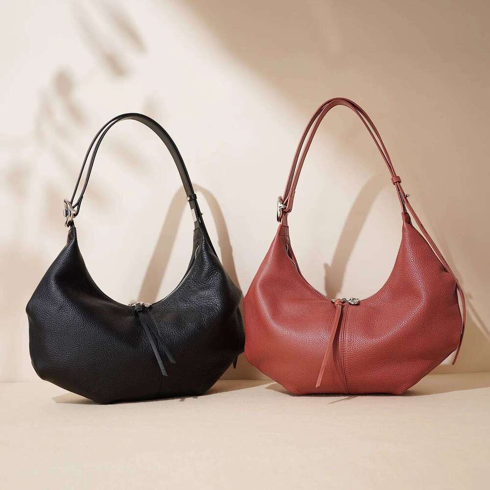 Genuine Leather Moon For Women Large Capacity Vintage Hobo Shoulder Crossbody Bag Underarm Purse Niche Casual Tote St251110