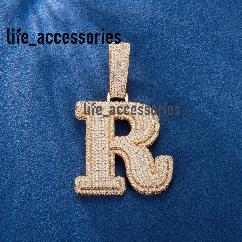 Custom Iced Out VVS Moissanite Custom Chain Pendant Pass Diamond Tester Hip Hop Initial Letter Pendant Alphabet R Necklace