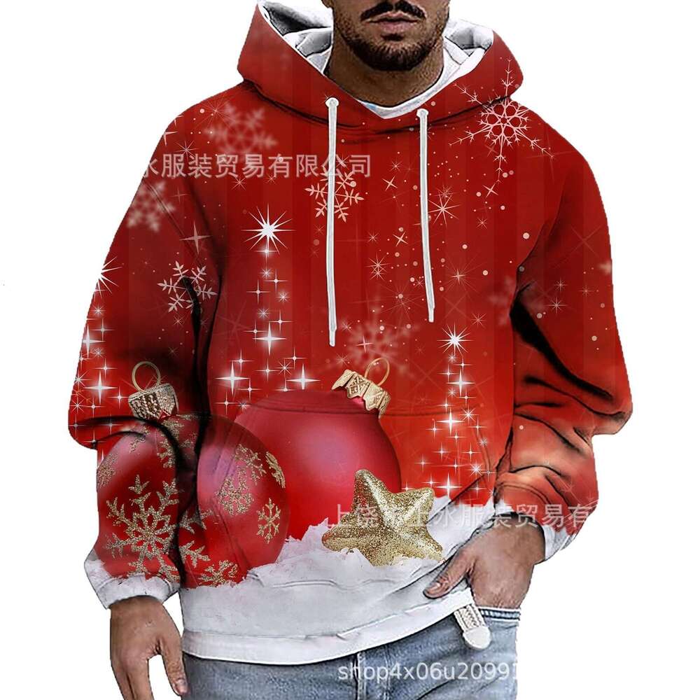 European American Cross-Border New Christmas and Surrounding 3D Printed Hoodie Reindeer Cartoon Santa Claus Children's Clothing
