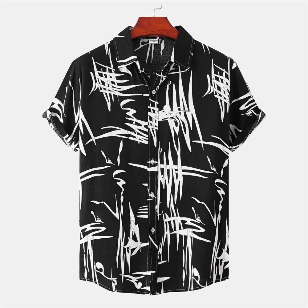 Simple mens 3D printed retro fashion top loose and oversized daily casual short sleeved comfortable clothing X250410