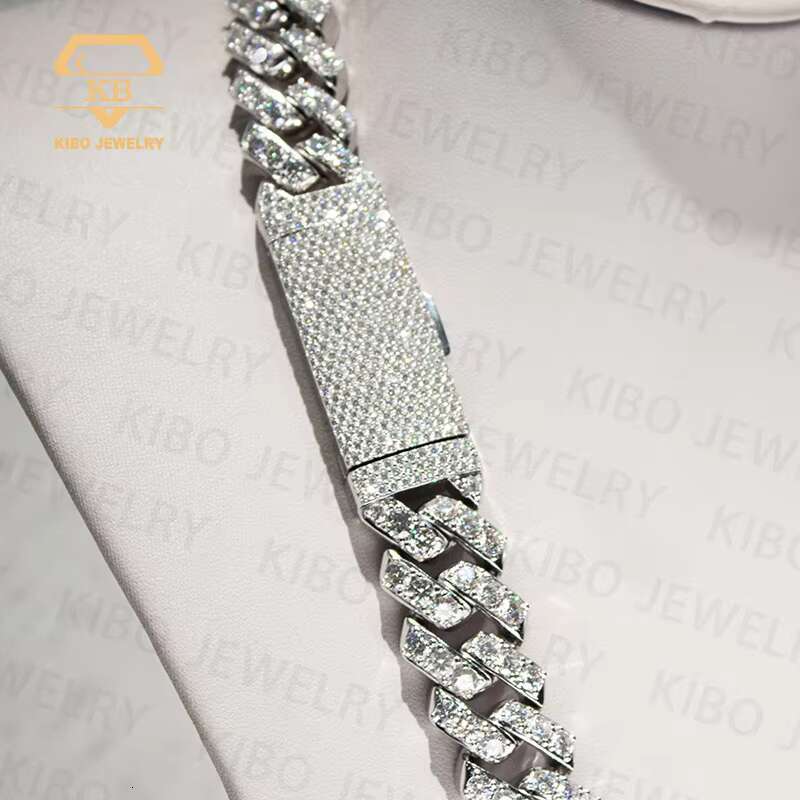 Hip Hop Sterg Sier Mossanite 20mm Pointer Setting Iced Out Dia Cuban k Chain