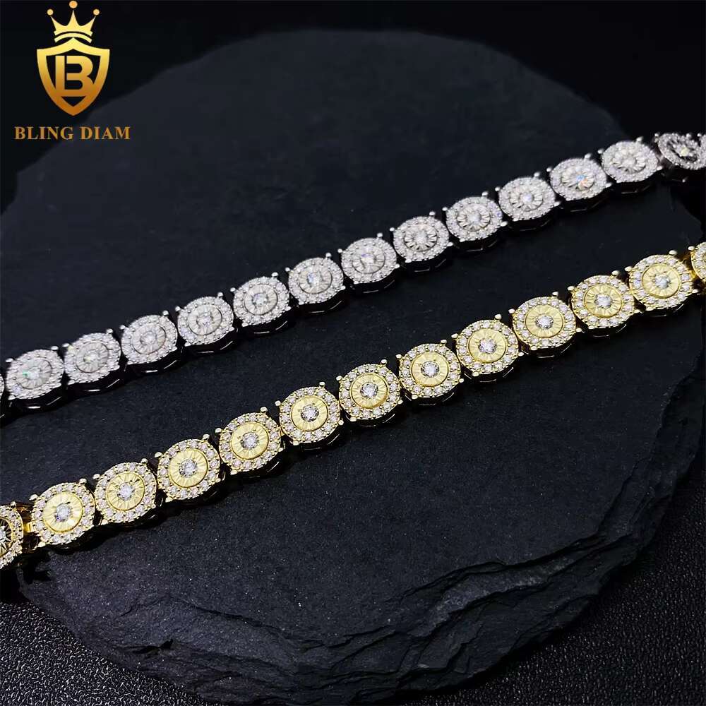 High Quality Hip Hop Hand Cut 925 Sterling Silver VVS Moissanite Cuban Link Chain 7mm Bracelets for Women