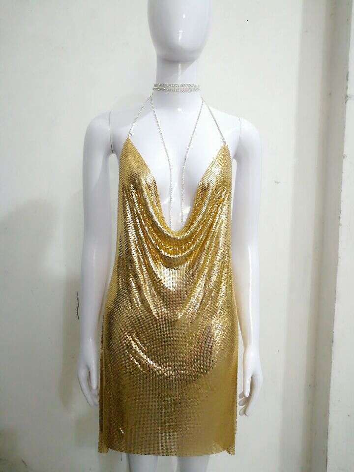 New Women's Clothing Metallic Sequin Sexy Sweet and Spicy Style Rhinestone Strap Night club maxi dress SEXY DRESSES FOR WOMEN