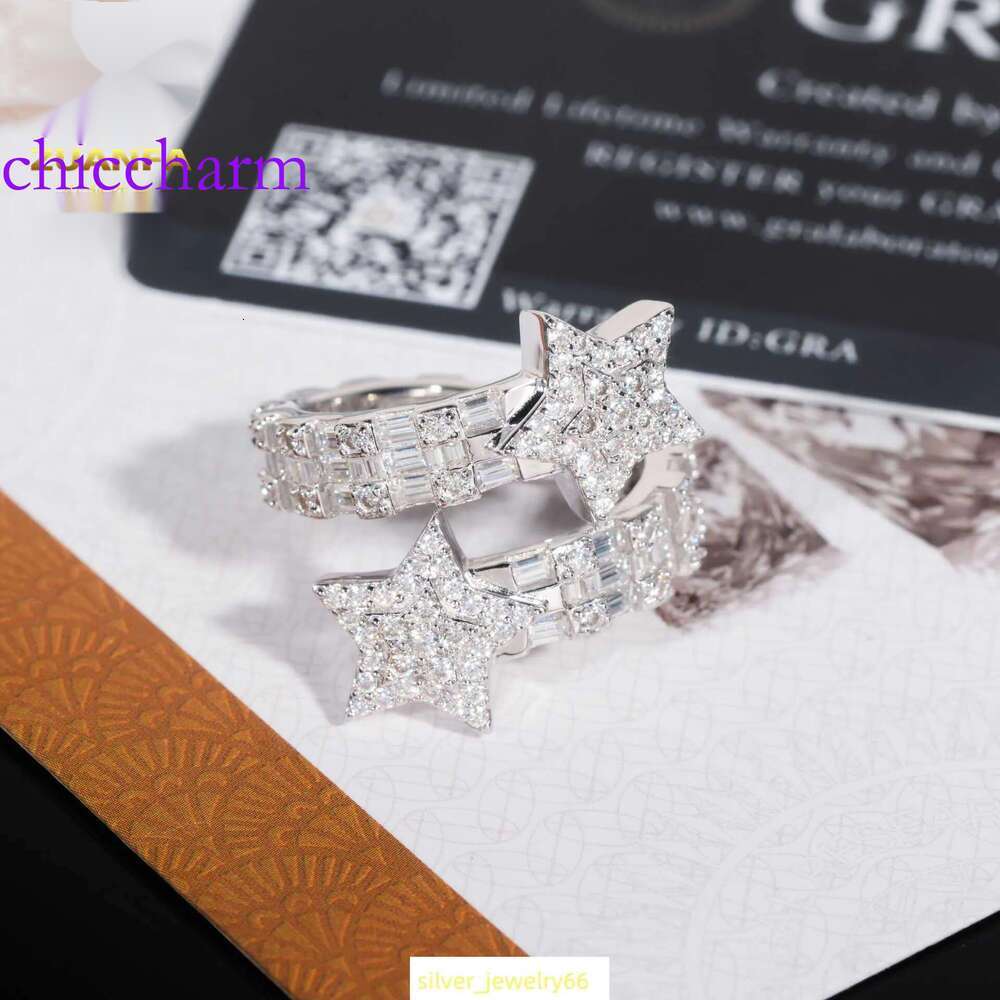Dia Hair New Hip Hop Star Male Sier Moissanite Full Set Personalized Trendy Ring