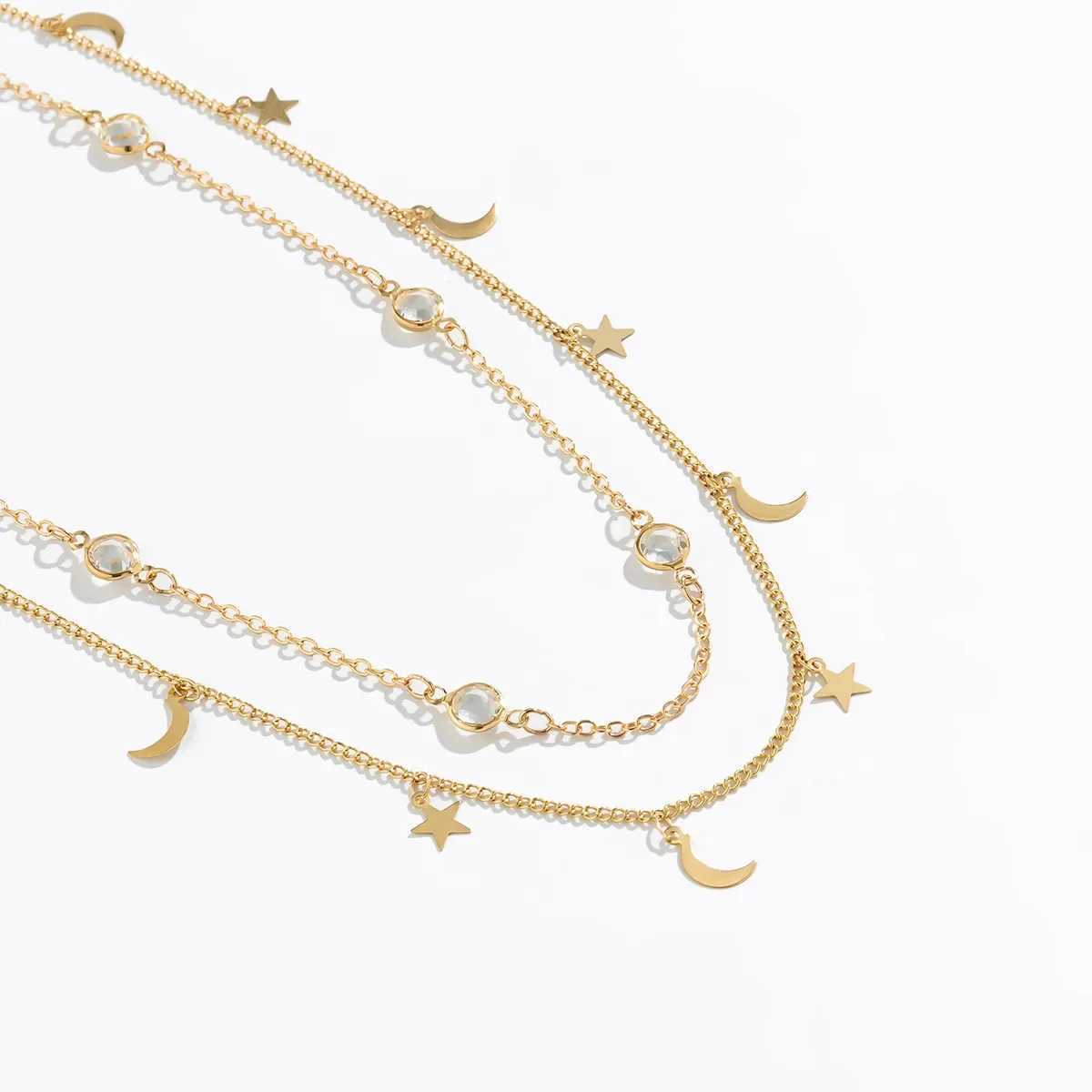 Ladies sexy rhinestone body chain fashionable street photography project moon pentagonal pendant Versatile tassel waist chain X250410