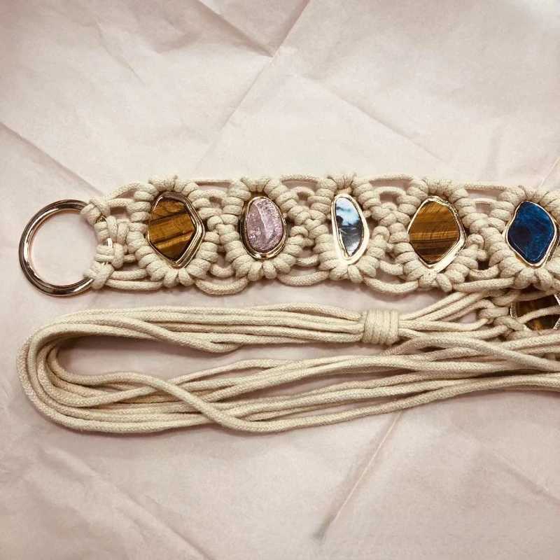 Weaving style woven tassel belt knot decoration waist chain Bohemian girl waist thin rope belt dress accessories X250410