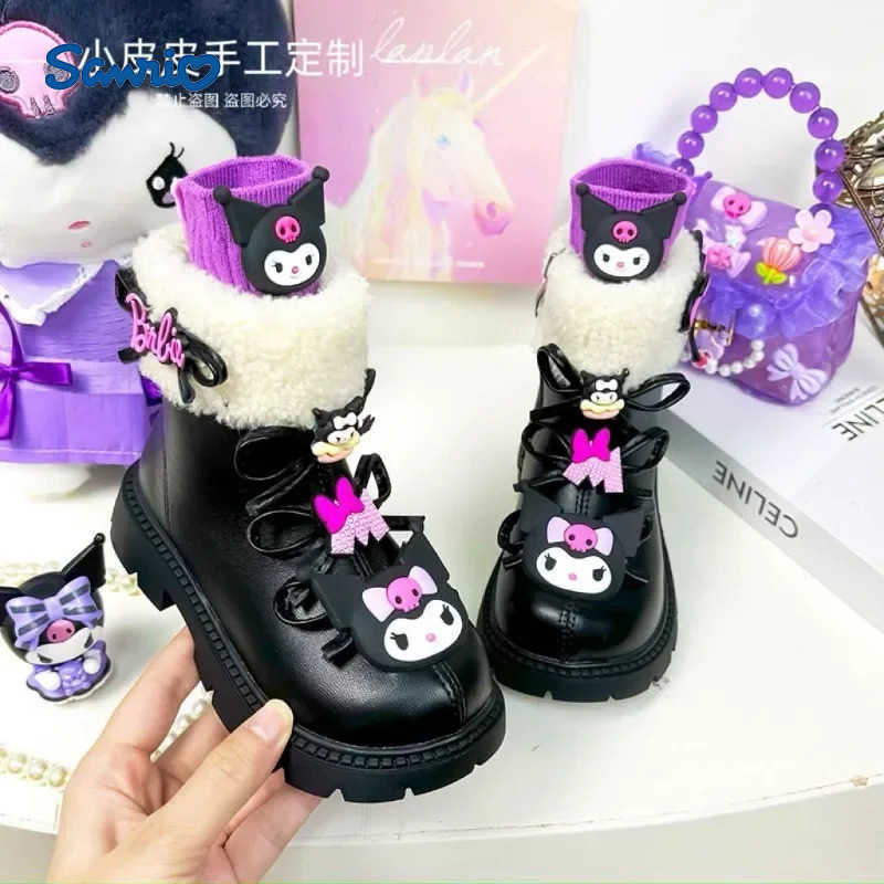 Sanrio Winter Kuromi Anime Ins Kawaii Children Cotton Boots Autumn Winter Cute Cartoon Fleece Waterproof Warm Shoes Gifts H251110
