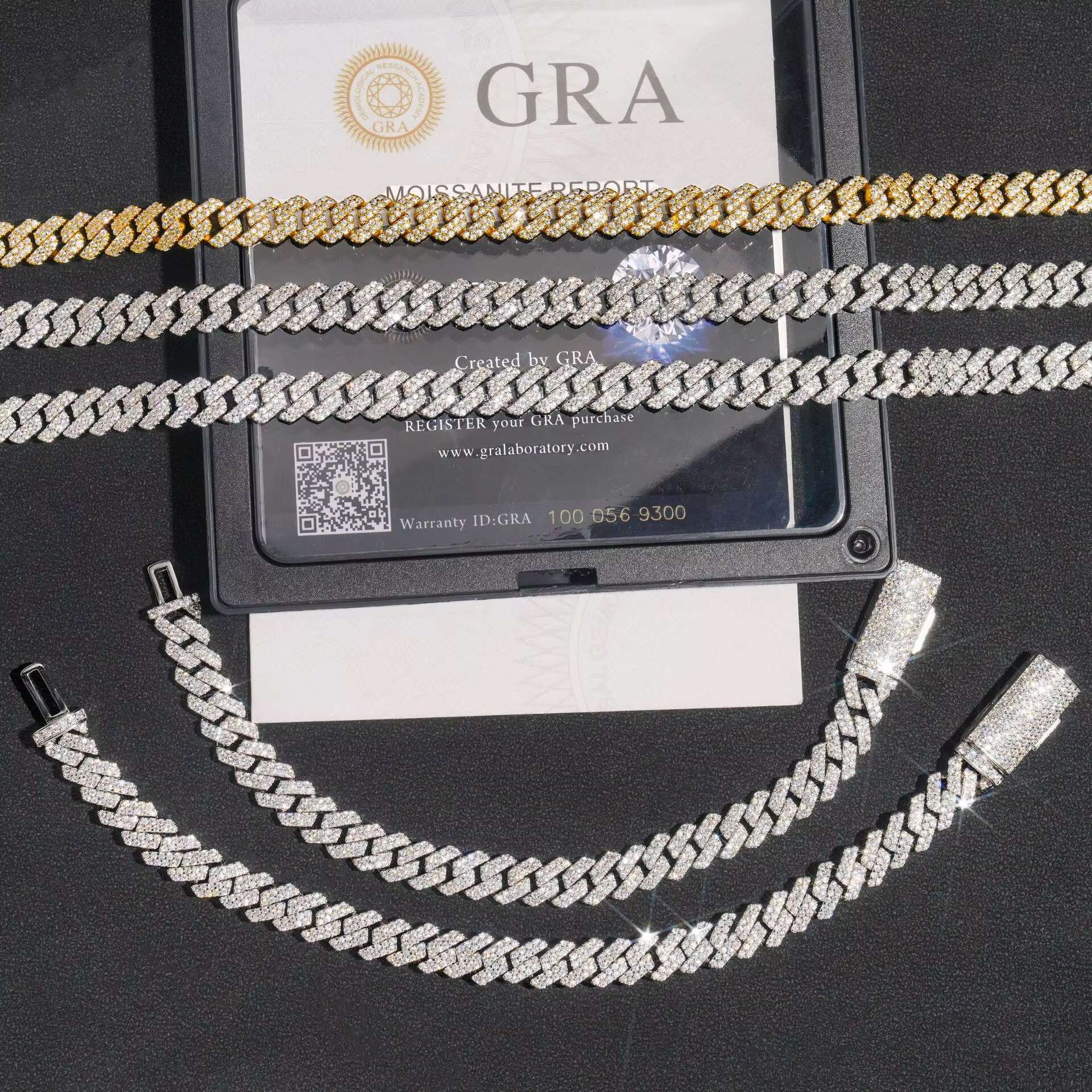 New Fashion Hip Hop Jewelry 6mm-14mm Cuban Chain 925silver D VVS Moissanite Diamond Necklace Link in vogue Chain for Rapper