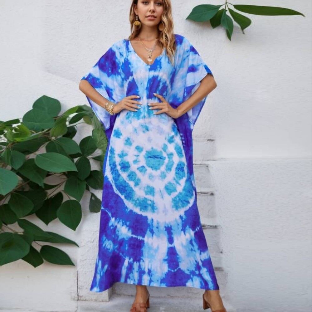Printed Holiday Robe Gown Loose Size Bikini Beach Skirt