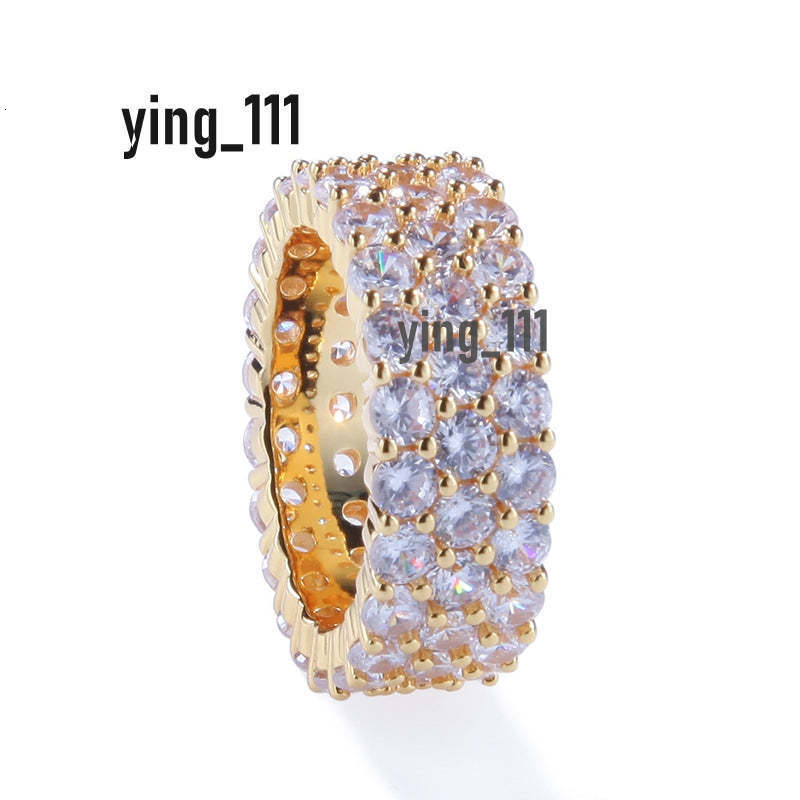 Round Brilliant Cut VVS Quality Moissanite Hip Hop Style Cuban Ring Custom Gold Plated 925 Sterling Silver Cuban Ring