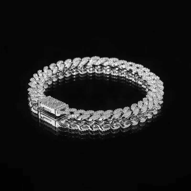 Creative 8mm Cuban Chain Bracelet for Men and Women, Gold Plated Brass Jewelry, Zircon Waterproof Fashion Design