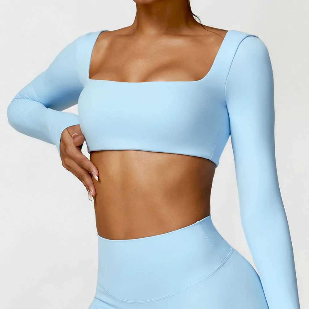 Sports tops quick drying pads fitness yoga long sleeved gym tops womens sportswearXJ250410