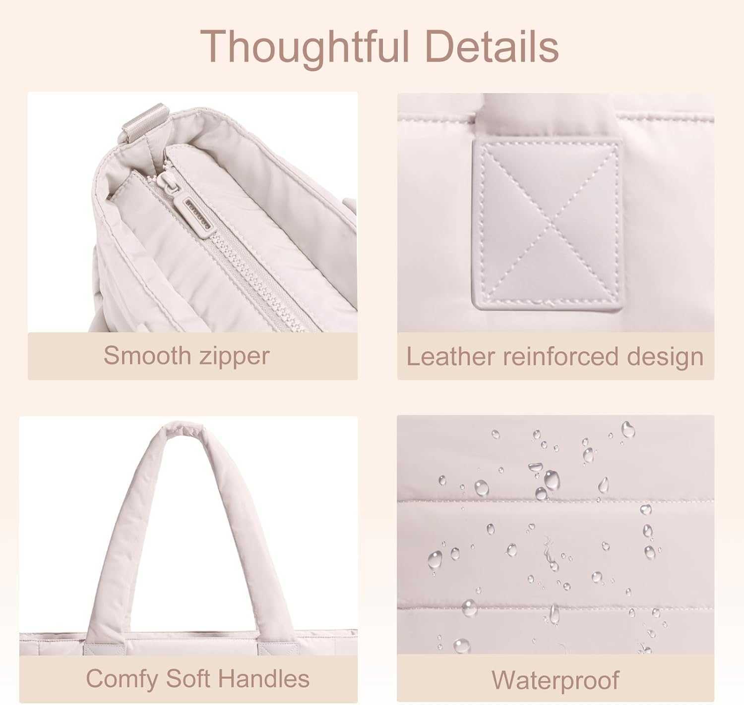 Womens Tote Bag Puffer Large Quilted Nurse with Zipper Suitable for Work and Travel