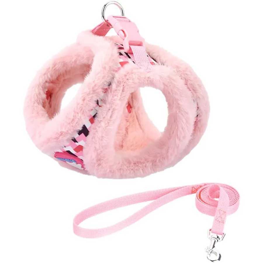 Small Dog Harness and Leash Set Winter Warm Dog Vest Harness Soft Plush Padded Puppy Harness with Quick Release Buckles for Wal J251110