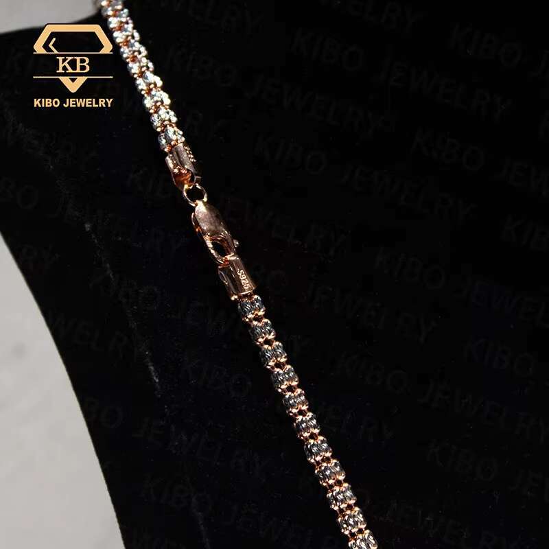 Moon Ice Chain Cutting Rose Gold Platinum Gilded Two tone Sier Hip Hop Men's Necklace New Design Jewelry