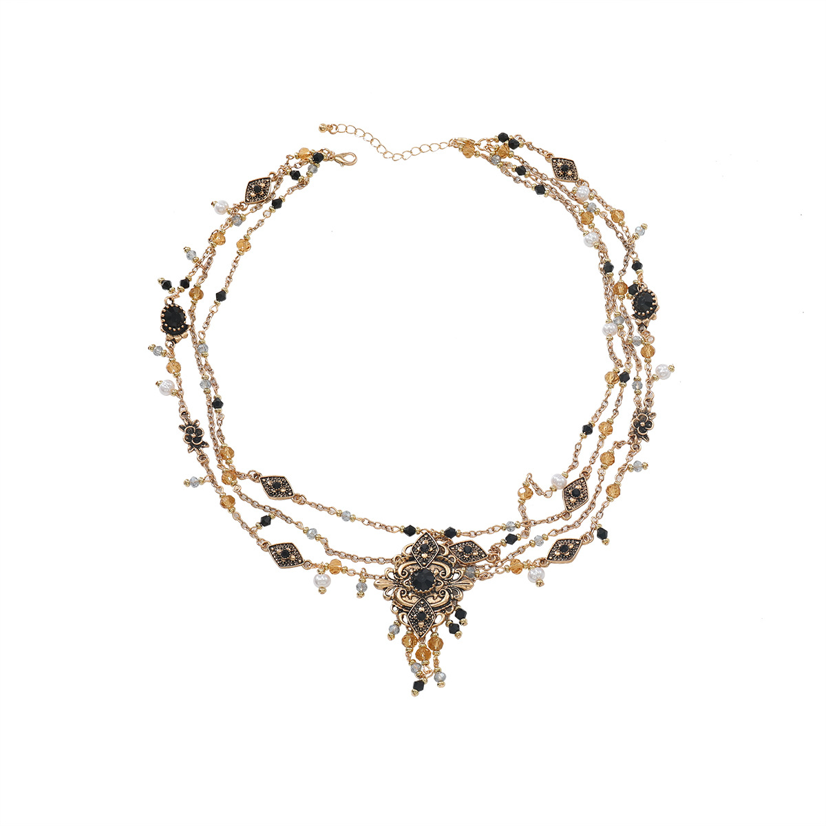 Exquisite Bead Multi Layer Diamond Inlaid Design Necklace Bohemian Style Autumn Women s Sweater Chain Fashion Love Birthday Gift Necklace