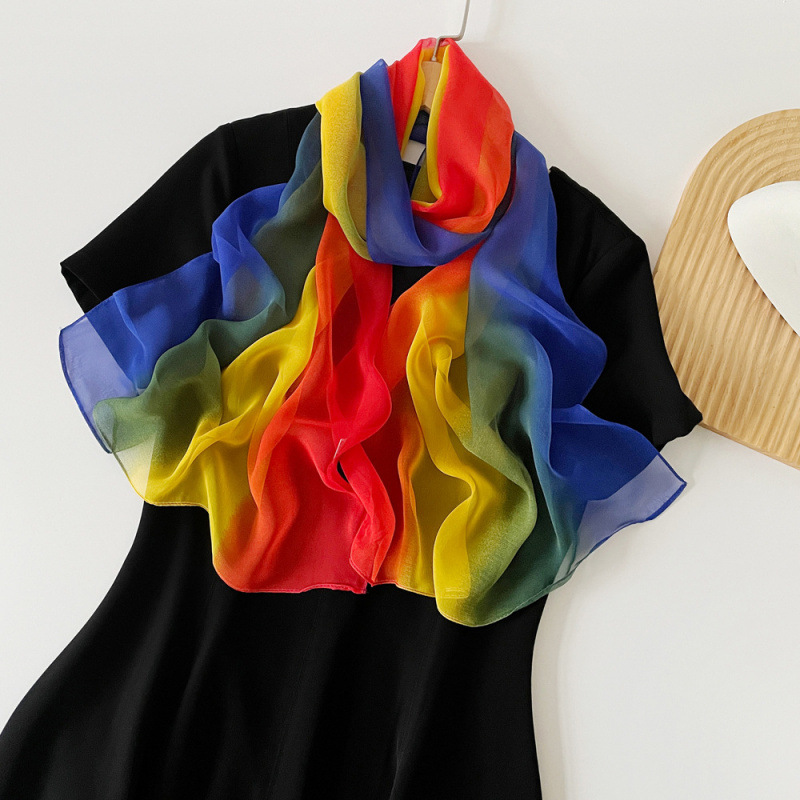 K353 Rainbow solid color pearl chiffon headscarf female cross-border Malaysia Baotou hat scarf polyester scarf scarf female