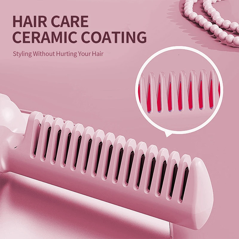 Hair Straightener Comb Wireless Mini with Negative Ion Technology Straightening Comb Portable for Home Travel Salon Styling 251107