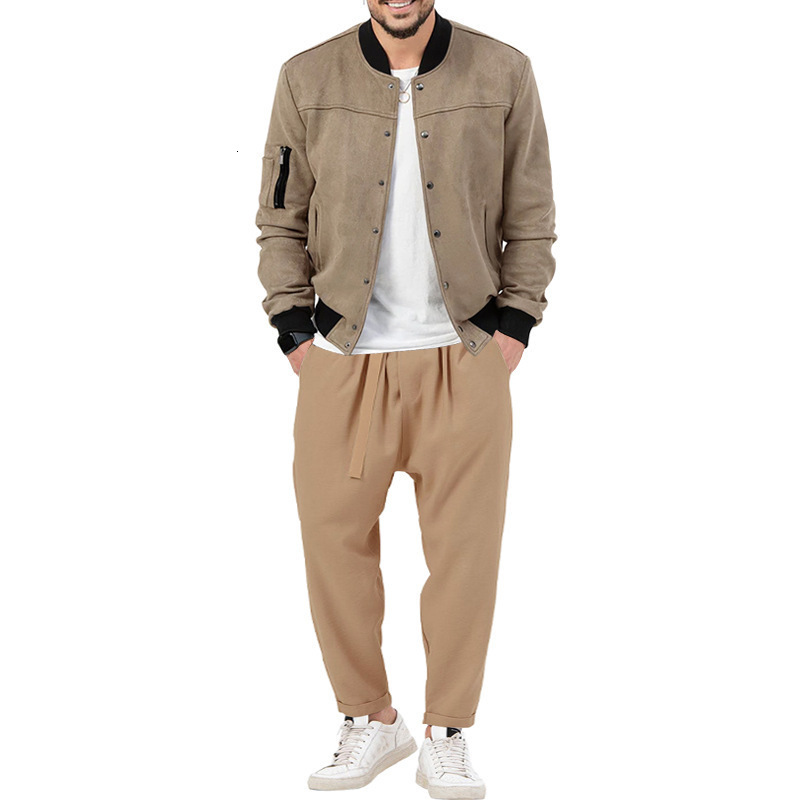 2024 Mens Set Spring and Autumn Fashion Personalized Casual Pants Trendy Jacket Top