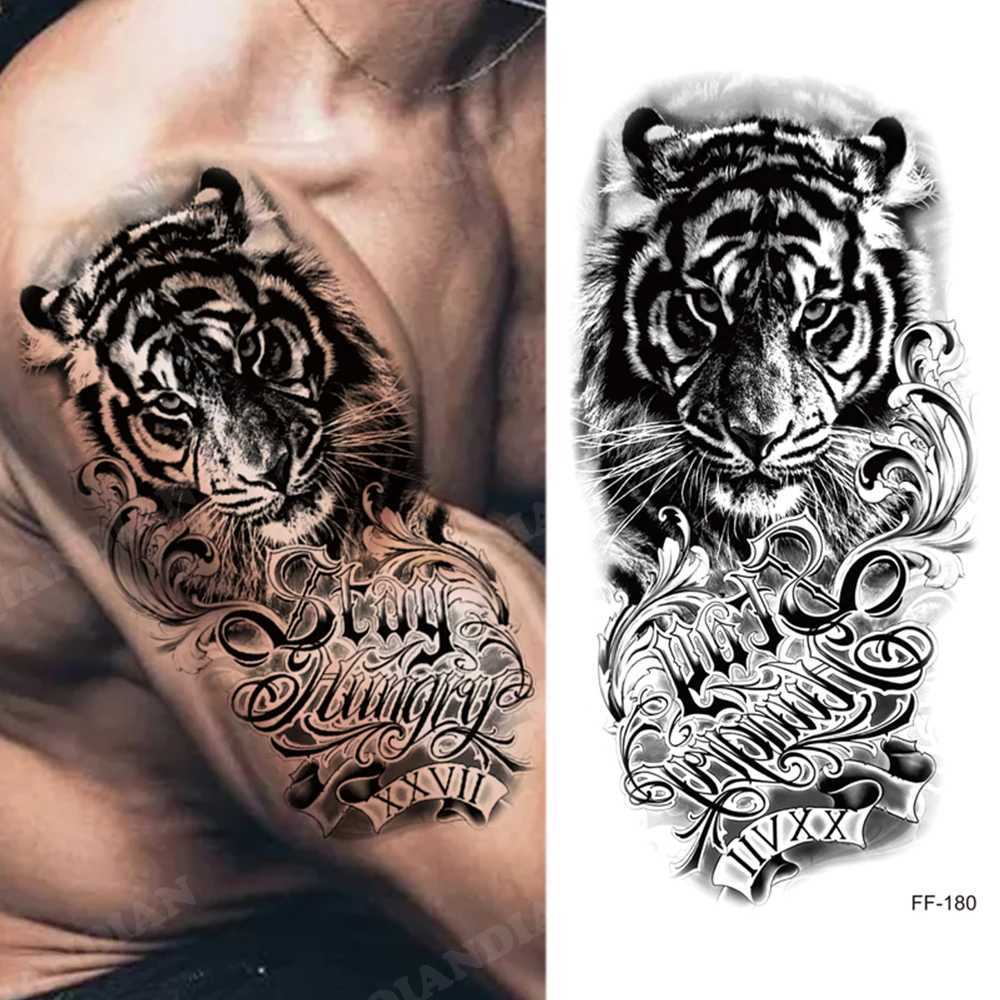 New Waterproof Temporary Tattoo Stickers Lion King Tiger Forest Machinery Wild Boat Male Body Art Arm Fake Tattoo Female W250410