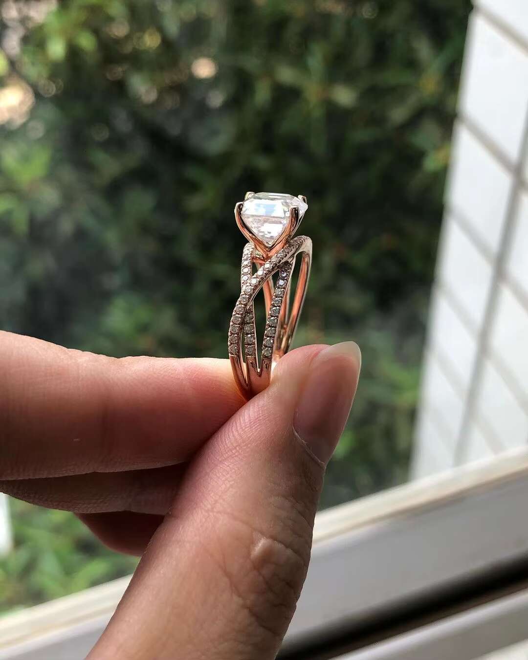 925 Sterling Silver Moissanite Jewelry Eternity Band Diamond Engagement Wedding Ring Stackable Gold Plated Rings Jewelry Women