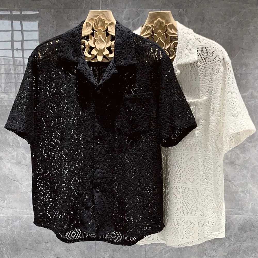 Fashion trend niche design high-end hollow luxury short sleeved mens clothing 2025 summer new street leisure Y2k mens clothing X250410