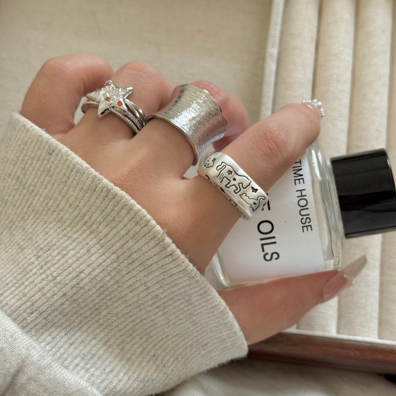 High-end Colorful Fashion Ring Rhinestone Starry Sky Open Designer Ring Ring For Women Unique Personality Fashion Trend Ring