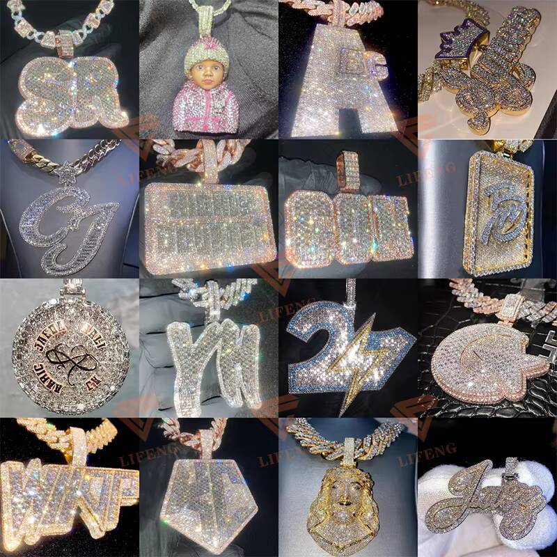 Custom Men Chains Vvs Pendant Iced Out Moissanite Cuban Link Chain Mossanite Men Diamonds Fine Jewelry Necklaces