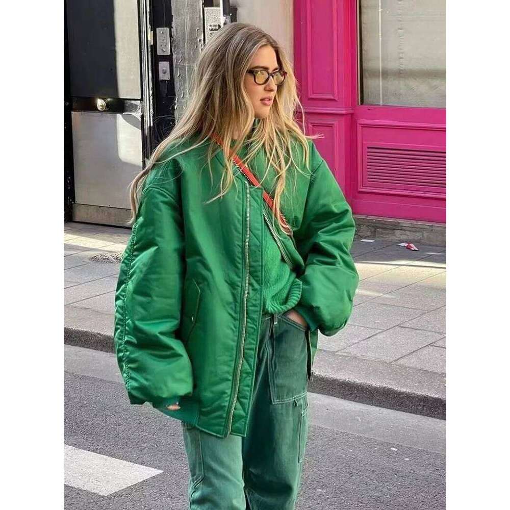 Women Bomber Jacket Autumn Winter Women's Fashion Oversize Loose Coat Long Sleeve Zipper Streetwear Casual New Jackets