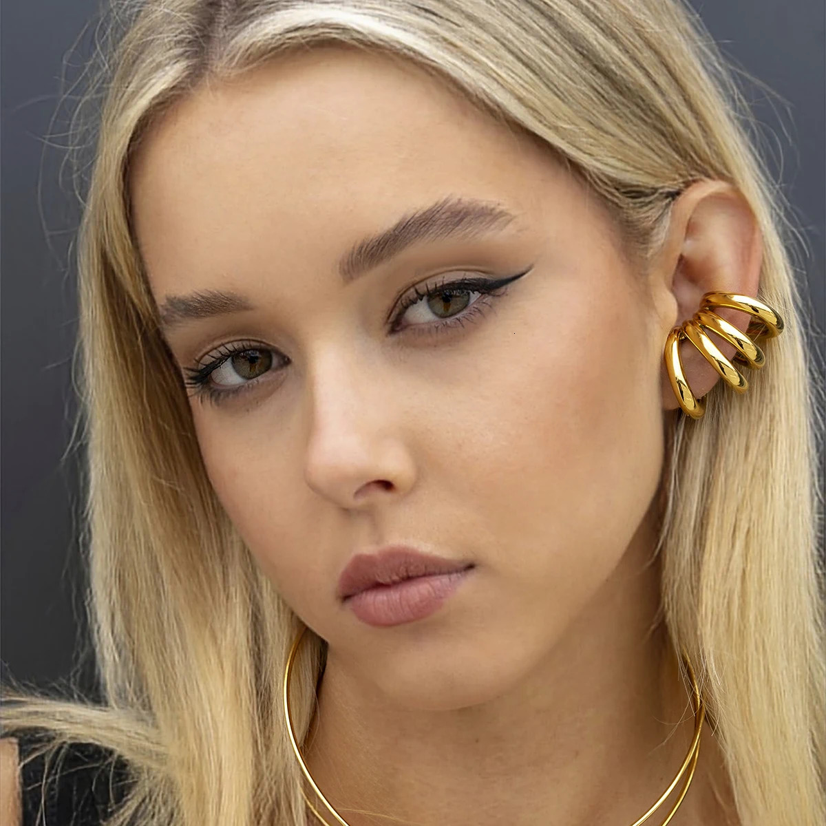 Youthway Gold Four-layer Stainless Steel Earrings Metal Waterproof Unique Fashion Trendy Jewelry Women Gift 250409