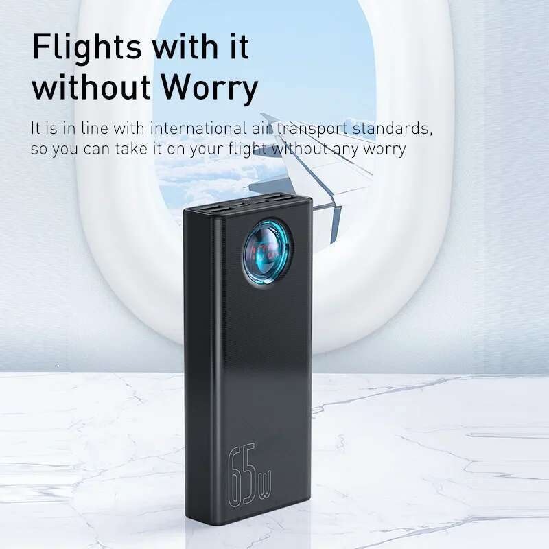 Baseus 65W 30000mAh Power Bank PD Quick Charge FCP SCP Powerbank Portable External Charger For Laptop Tablet phone