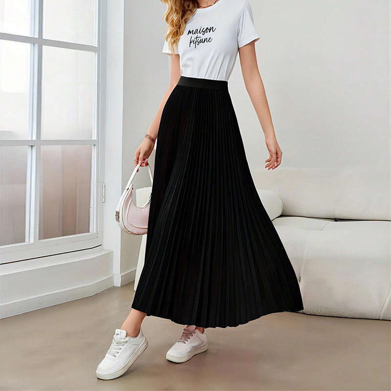 Rui Chuo 2025 Cross-Border Foreign Trade Independent Station European and American Style Elegant Pleated Flared Umbrella Polyester Skirt for Women