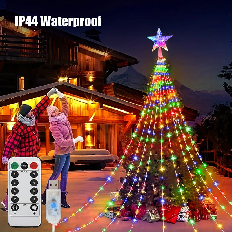 LED Outdoor Christmas Tree Decorations Lights USB 23M Waterproof Fairy String Lights 8 Modes Indoor Yard Wedding Party Lighting 251110