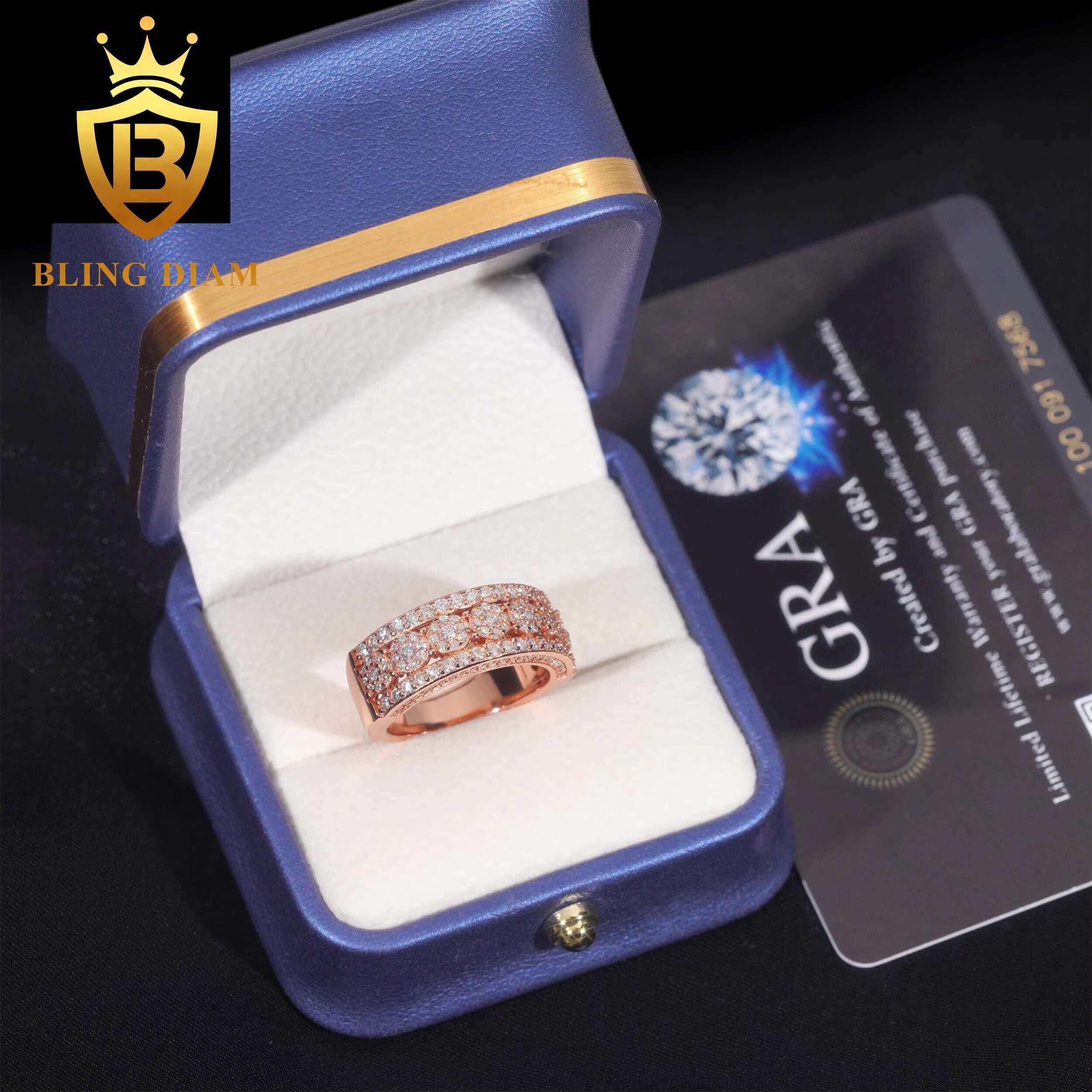 Fine Jewelry Luxury 925 Sterling Silver Rings Vvs Moissanite Hip Hop Custom Iced Out Ring
